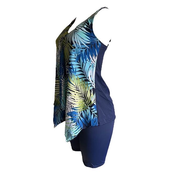 Denim & Co. Beach V-Neck Handkerchief Tankini with Bike Short - Picture 4 of 8